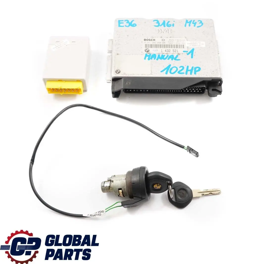 M43 102 Steuergerät DME + EWS II + Schlüssel für BMW 3 er E36 316i Motor mit Teilenummer 1432521 BMW 3 er E36 316i Motor M43 102 Steuergerät DME + EWS II + Schlüssel - SKU 1432521-1 - Teilenummer 1432521