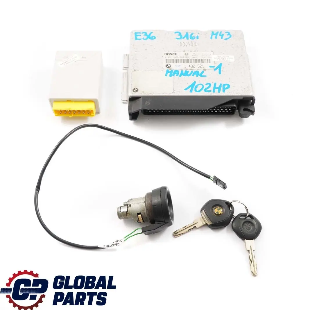 M43 102 Steuergerät DME + EWS II + Schlüssel für BMW 3 er E36 316i Motor mit Teilenummer 1432521 BMW 3 er E36 316i Motor M43 102 Steuergerät DME + EWS II + Schlüssel - SKU 1432521-1 - Teilenummer 1432521
