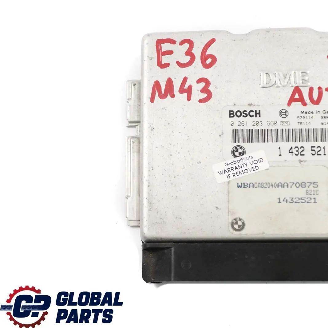 BMW E36 316i Motor M43 102HP ECU Kit DME Caja Cambios Automatica - SKU 1432521 - Número de pieza 1432521