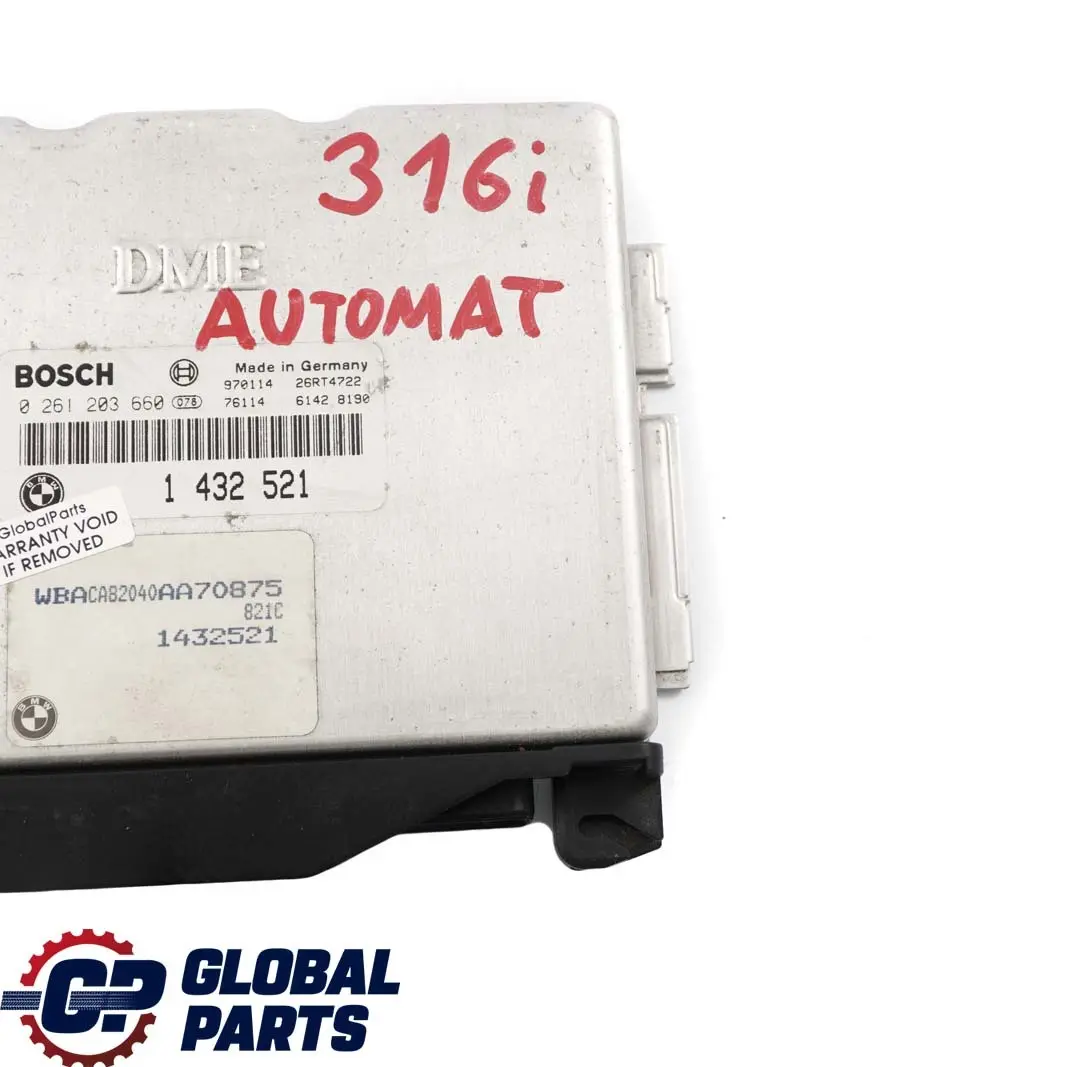 BMW E36 316i Motor M43 102HP ECU Kit DME Caja Cambios Automatica - SKU 1432521 - Número de pieza 1432521