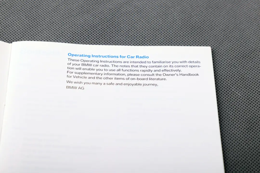 Book Operating Instructions Radio Professional to BMW E81 E87N E90 E91 with Part number 14407 BMW E81 E87N E90 E91 Book Operating Instructions Radio Professional - SKU 14407 - Part number 14407