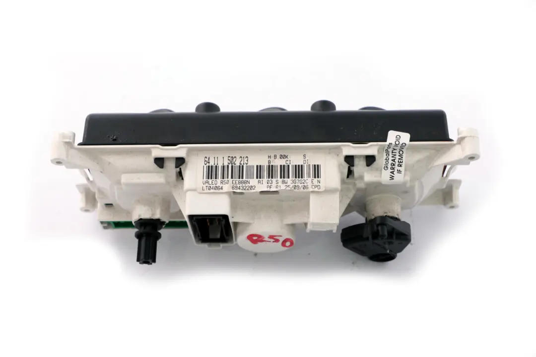 Panel control climatizador Aire acondicionado para Mini Cooper One R50 R52 con número de pieza 1502213 Mini Cooper One R50 R52 Panel control climatizador Aire acondicionado - SKU 1502213 - Número de pieza 1502213