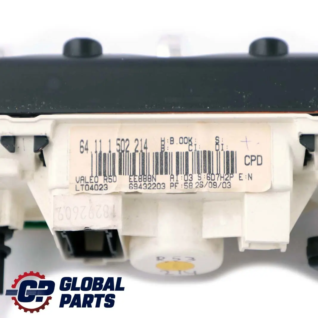 Heater Control Panel Air Con Conditioning Chrom to Mini Cooper One R50 R52 with Part number 1502214 Mini Cooper One R50 R52 Heater Control Panel Air Con Conditioning Chrom - SKU 1502214-1 - Part number 1502214