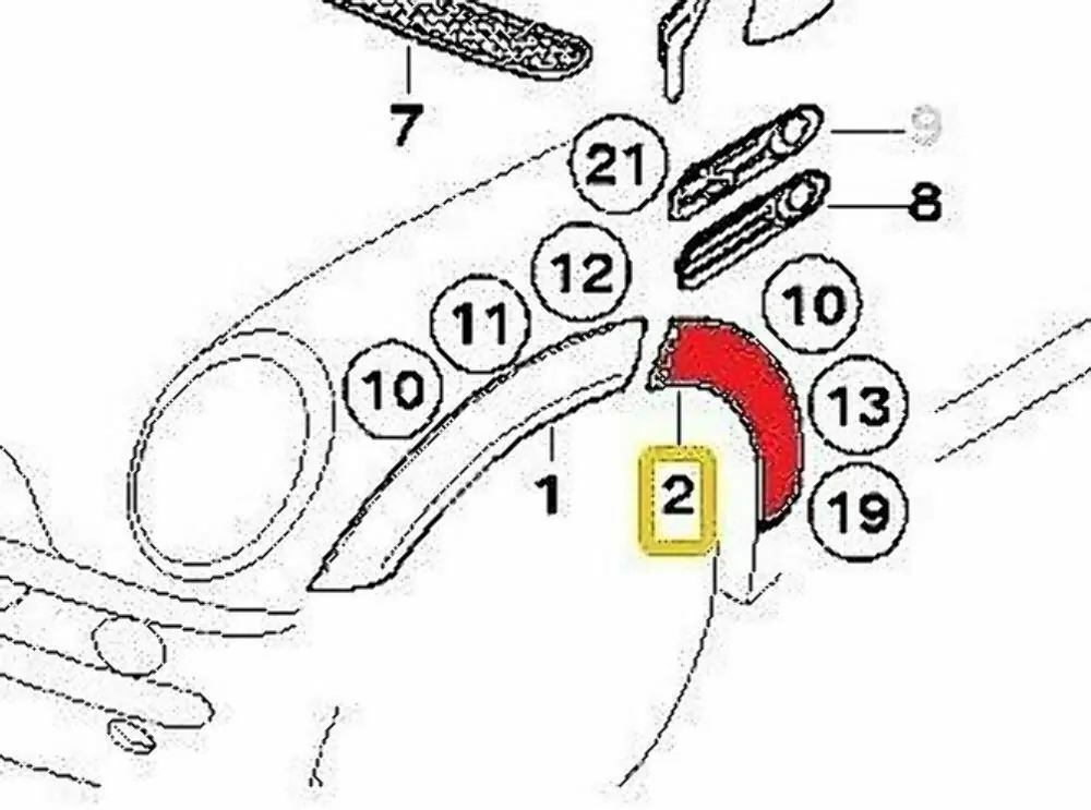 Arch Wing Trim Front Right O/S to Mini R50 R52 R53 Wheel with Part number 1505864 Mini R50 R52 R53 Wheel Arch Wing Trim Front Right O/S - SKU 1505864-2 - Part number 1505864