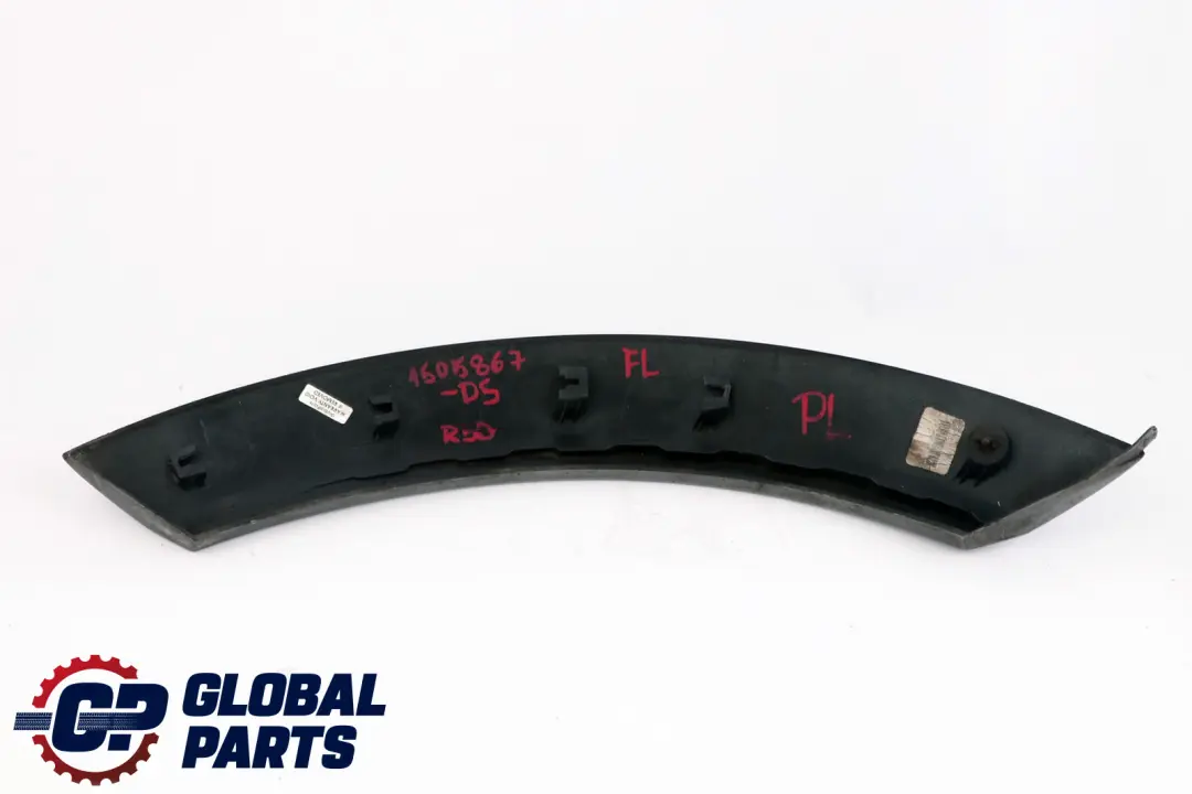 Arch Bonnet Trim Front Left N/S Dark Silver to Mini R50 R52 R53 Wheel with Part number 1505867 Mini R50 R52 R53 Wheel Arch Bonnet Trim Front Left N/S Dark Silver - SKU 1505867-DS - Part number 1505867