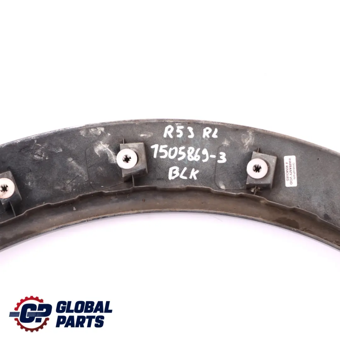 BMW Mini Cooper R50 R53 Copertura arco ruota posteriore sinistro Nero - SKU 1505869-BLK - Numero di parte 1505869