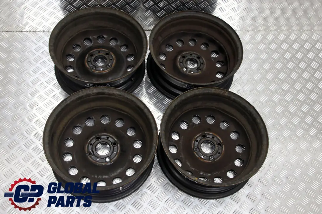 BMW Mini Cooper R50 R55 R56 Complete Set 4x Steel Wheel Rim 15" Black - SKU 1511414 - Part number 1511414