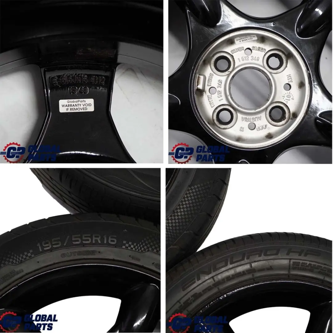 Complete 4x Wheel Alloy Rim Tyres 16" 6,5J 5-Spider Spoke 83 to Mini Cooper R50 with Part number 1512348 Mini Cooper R50 Complete 4x Wheel Alloy Rim Tyres 16" 6,5J 5-Spider Spoke 83 - SKU 1512348-SET - Part number 1512348