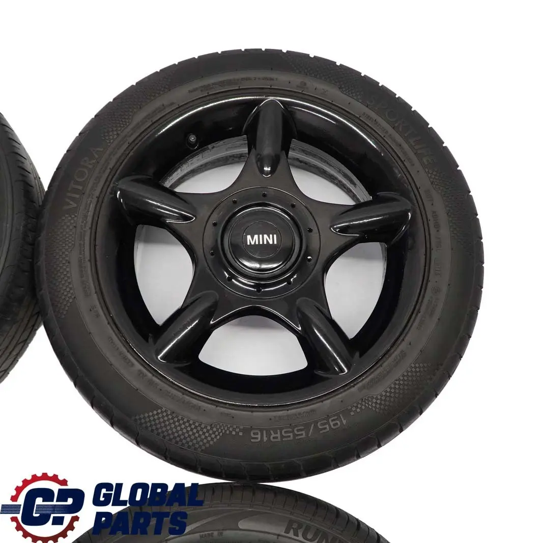 Set Rad Alu Felgen Aluminium mit Reifen 16" 6,5J 5 Star 83 für Mini Cooper One R50 mit Teilenummer 1512348 Mini Cooper One R50 Set Rad Alu Felgen Aluminium mit Reifen 16" 6,5J 5 Star 83 - SKU 1512348-SET - Teilenummer 1512348