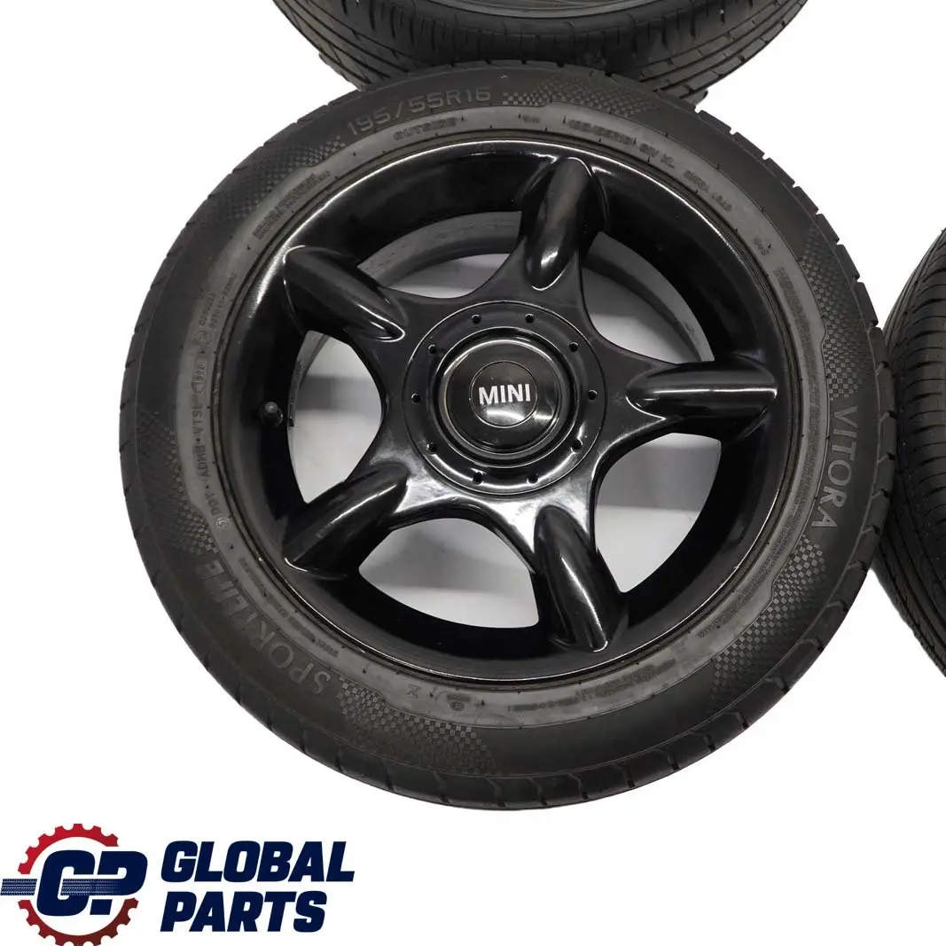 Set Rad Alu Felgen Aluminium mit Reifen 16" 6,5J 5 Star 83 für Mini Cooper One R50 mit Teilenummer 1512348 Mini Cooper One R50 Set Rad Alu Felgen Aluminium mit Reifen 16" 6,5J 5 Star 83 - SKU 1512348-SET - Teilenummer 1512348