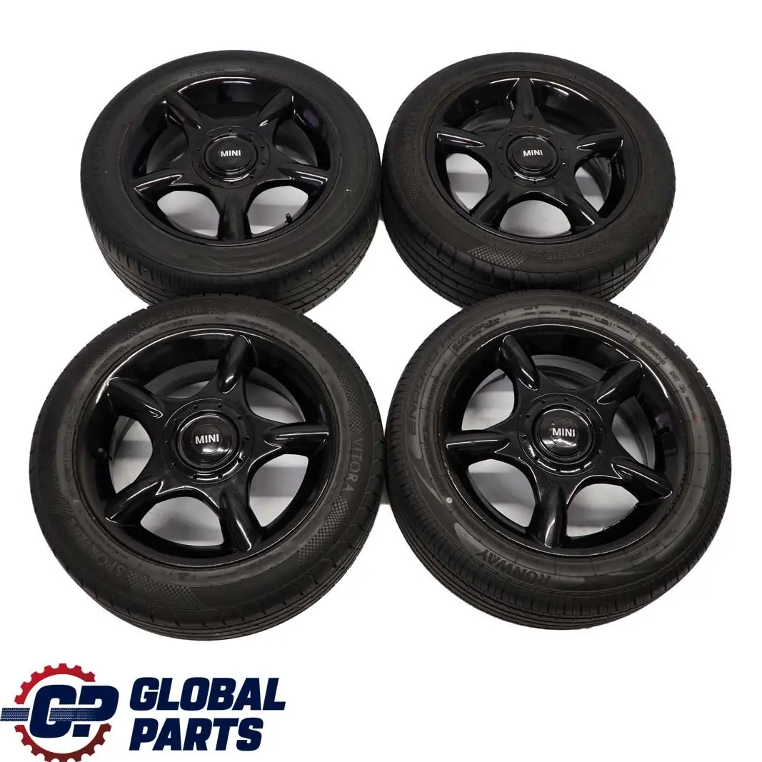 Set Rad Alu Felgen Aluminium mit Reifen 16" 6,5J 5 Star 83 für Mini Cooper One R50 mit Teilenummer 1512348 Mini Cooper One R50 Set Rad Alu Felgen Aluminium mit Reifen 16" 6,5J 5 Star 83 - SKU 1512348-SET - Teilenummer 1512348