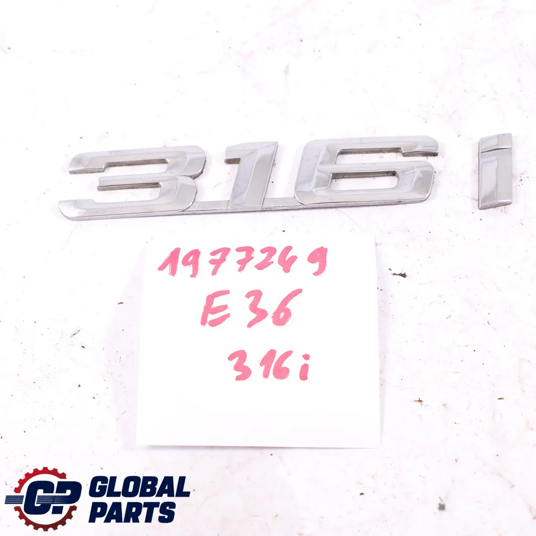 M43 Petrol Rear Boot Trunk Lid Emblem Lettering to BMW 3 Series E36 316i M40 with Part number 1977249 BMW 3 Series E36 316i M40 M43 Petrol Rear Boot Trunk Lid Emblem Lettering - SKU 1977249 - Part number 1977249