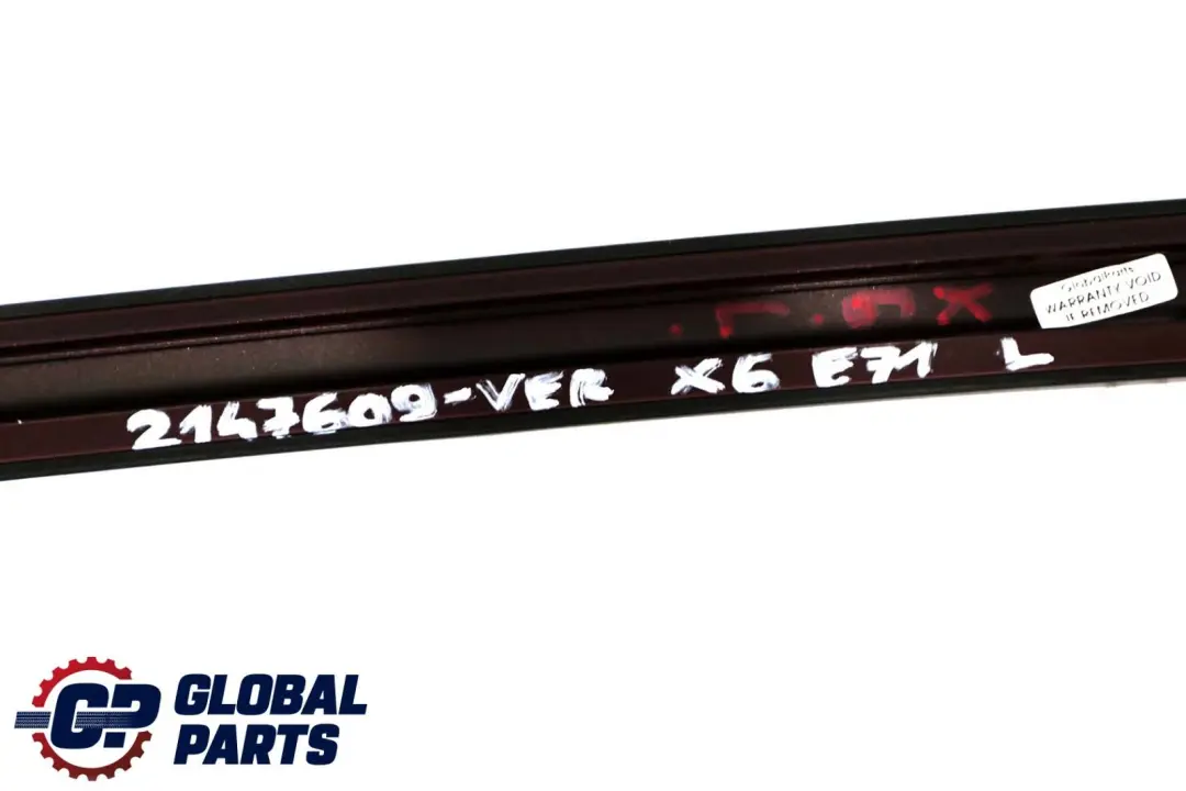 Left N/S Roof Moulding Gutter Rail Trim Vermilionrot Red to BMW X6 Series E71 with Part number 2147609 BMW X6 Series E71 Left N/S Roof Moulding Gutter Rail Trim Vermilionrot Red - SKU 2147609-VER - Part number 2147609