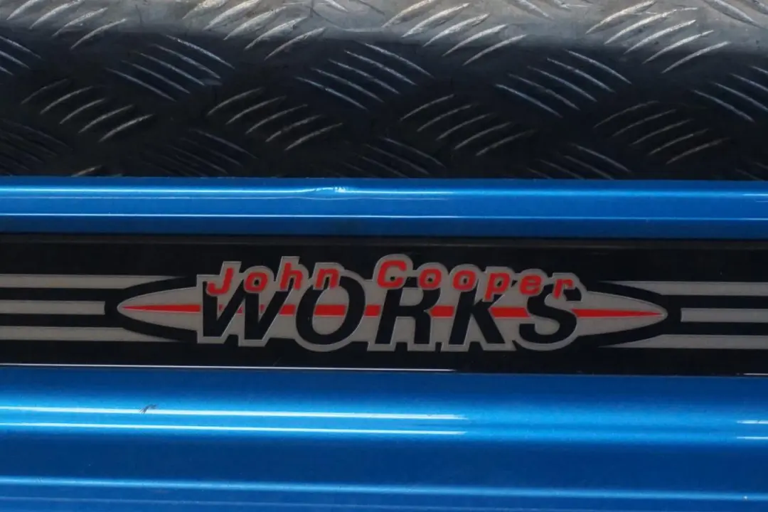 Right Door O/S Sill Skirt Side Cover Trim Laser Blue to BMW MINI Cooper R56 JCW with Part number 2156420 BMW MINI Cooper R56 JCW Right Door O/S Sill Skirt Side Cover Trim Laser Blue - SKU 2156420-LAB - Part number 2156420