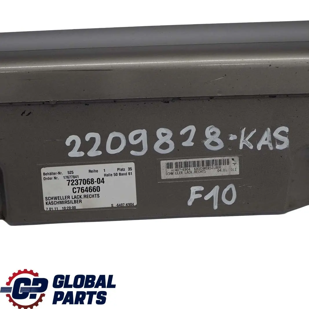 Door Sill Cover Skirt Panel Right O/S Kashmir Silver - A72 to BMW 5 Series F10 F11 with Part number 2209828 BMW 5 Series F10 F11 Door Sill Cover Skirt Panel Right O/S Kashmir Silver - A72 - SKU 2209828-KAS - Part number 2209828