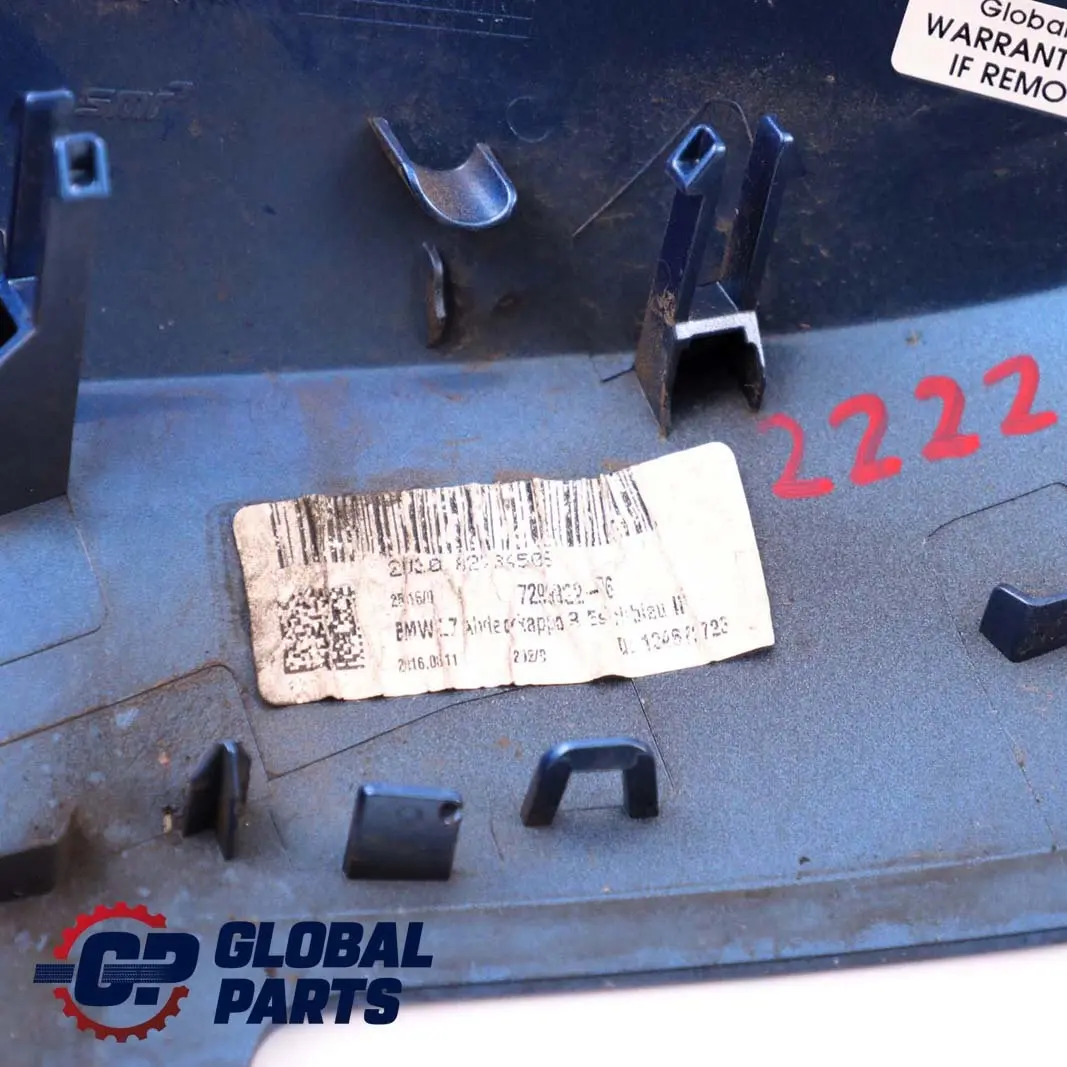 Cap Casing Right Mirror Wing Estorilblau Blue B45 to BMW 3 Series F30 F31 Cover with Part number 2222544 BMW 3 Series F30 F31 Cover Cap Casing Right Mirror Wing Estorilblau Blue B45 - SKU 2222544-EB - Part number 2222544