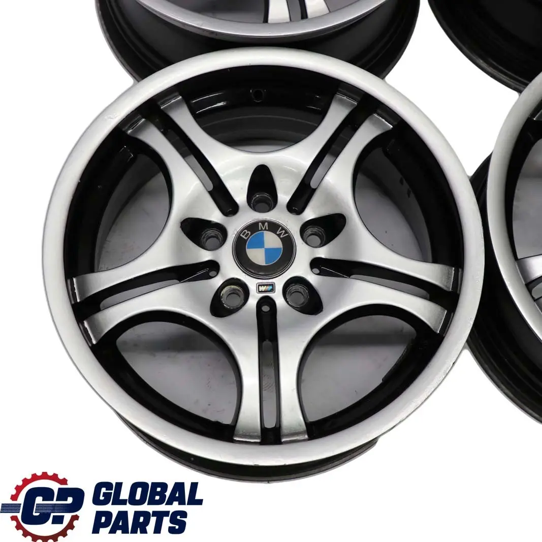 Complete Set 4x Wheel Alloy Rim 17" M Double Spoke 68 7,5J / 8,5J to BMW 3 E46 with Part number 2229135/2229180 BMW 3 E46 Complete Set 4x Wheel Alloy Rim 17" M Double Spoke 68 7,5J / 8,5J - SKU 2229135/2229180 SET - Part number 2229135/2229180