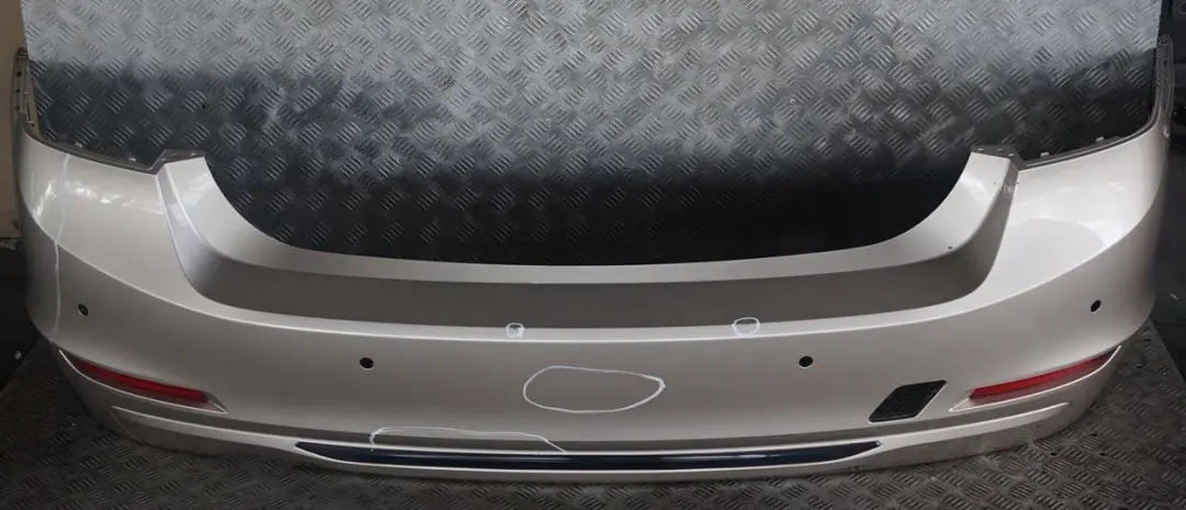 Bumper Trim Panel PDC Orionsilber Orion Silver - A92 to BMW 3 F30 Sport Line Rear with Part number 2239993 BMW 3 F30 Sport Line Rear Bumper Trim Panel PDC Orionsilber Orion Silver - A92 - SKU 2239993-ORION - Part number 2239993