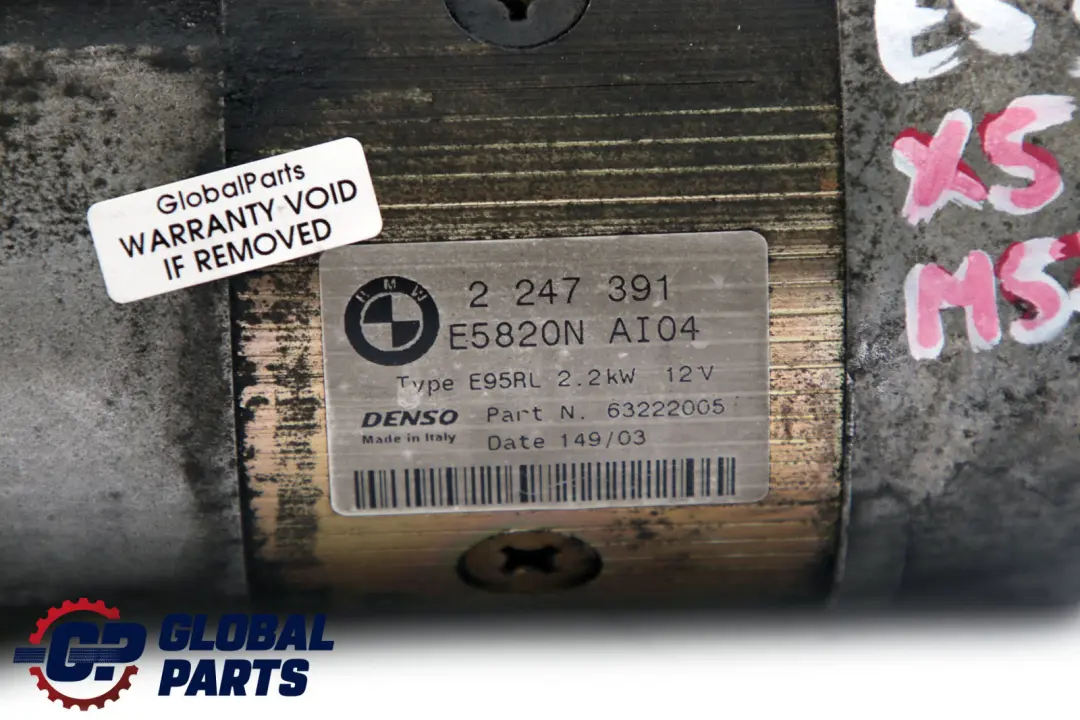 BMW X5 E53 M57 3.0d Diesel Starter Motore Starter 1241 - SKU 2247391 - Numero di parte 2247391