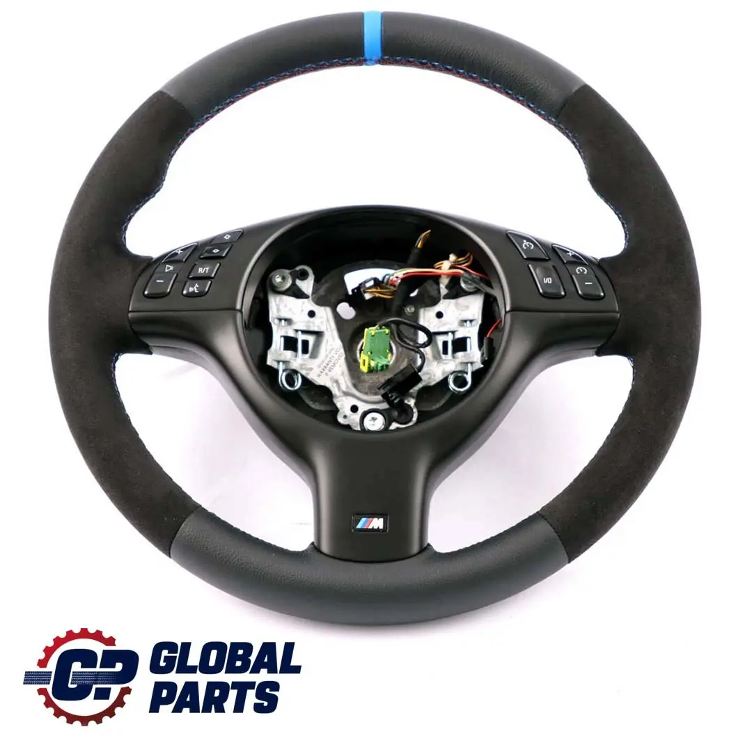 BMW E46 NEW Leather / Alcantara M-Sport Thick Steering Wheel Tricolored Threads - SKU 2282022-2 - Part number 2282022