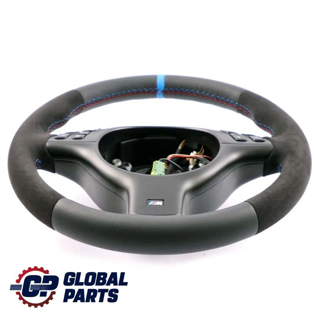 BMW E46 NEW Leather / Alcantara M-Sport Thick Steering Wheel Tricolored Threads - SKU 2282022-2 - Part number 2282022
