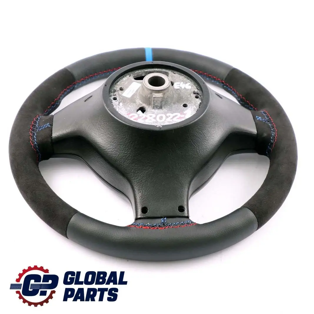 BMW E46 NEW Leather / Alcantara M-Sport Thick Steering Wheel Tricolored Threads - SKU 2282022-2 - Part number 2282022