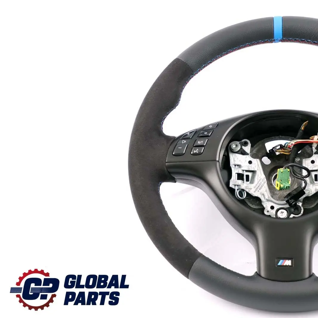 BMW E46 NEW Leather / Alcantara M-Sport Thick Steering Wheel Tricolored Threads - SKU 2282022-2 - Part number 2282022