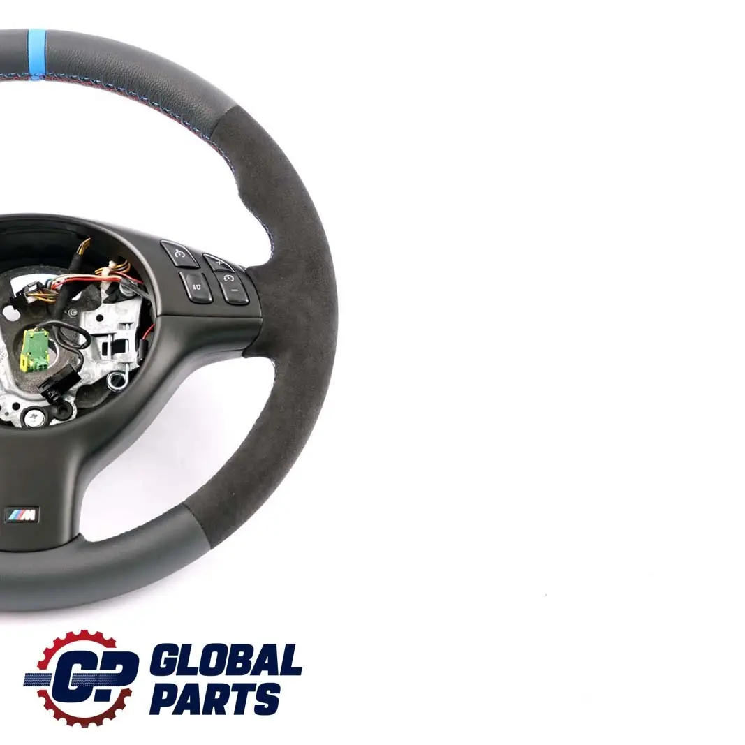 BMW E46 NEW Leather / Alcantara M-Sport Thick Steering Wheel Tricolored Threads - SKU 2282022-2 - Part number 2282022