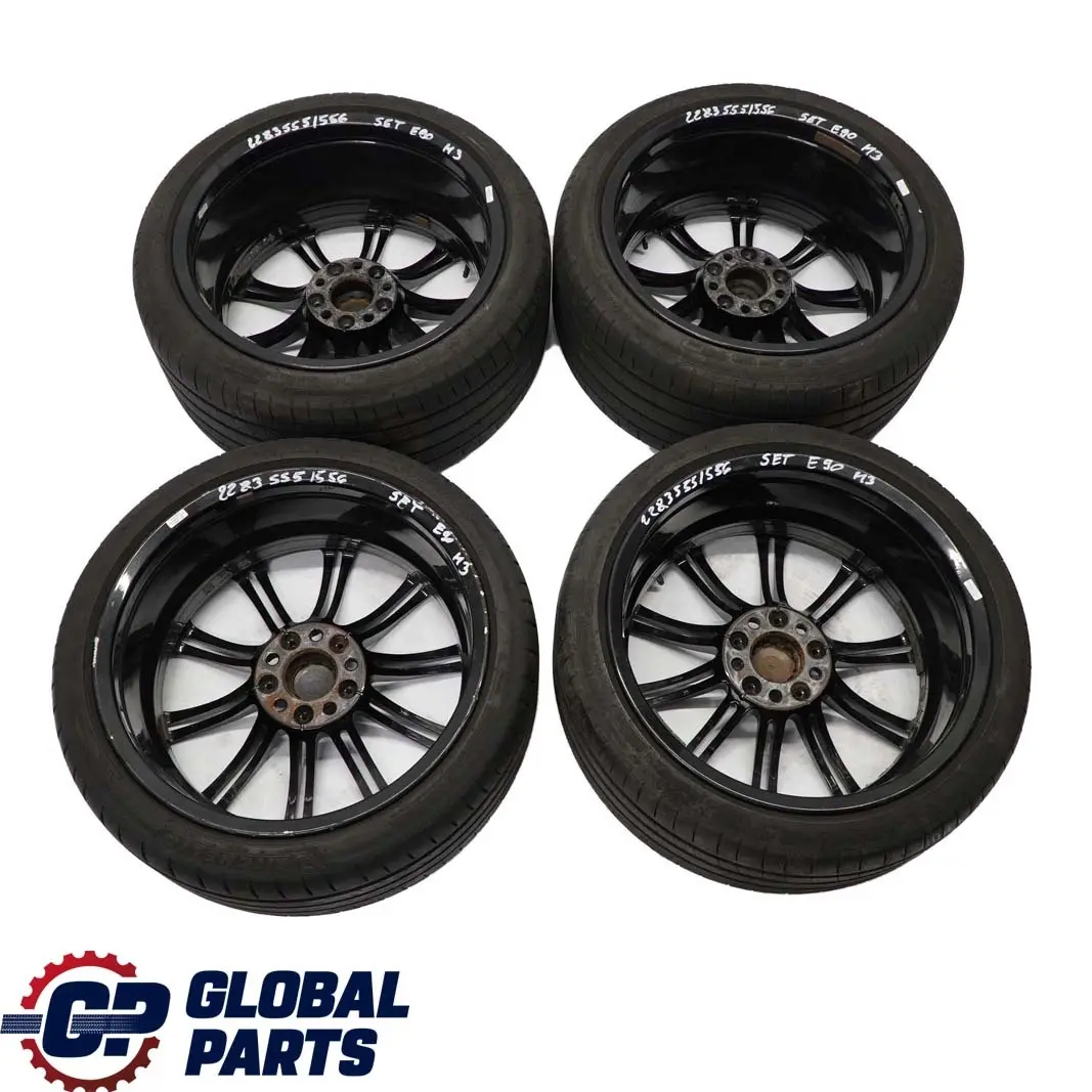 BMW E90 E92 M3 Black Set Complete 4x Wheel with Tyres 19" M Double Spoke 220 - SKU 2283555/556 - Part number 