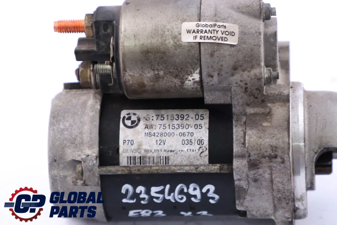 BMW 3 5 X3 Series E39 E46 E60 E65 E83 M54 Moteur de demarrage essence - SKU 2354693 - Numéro de pièce 7515390