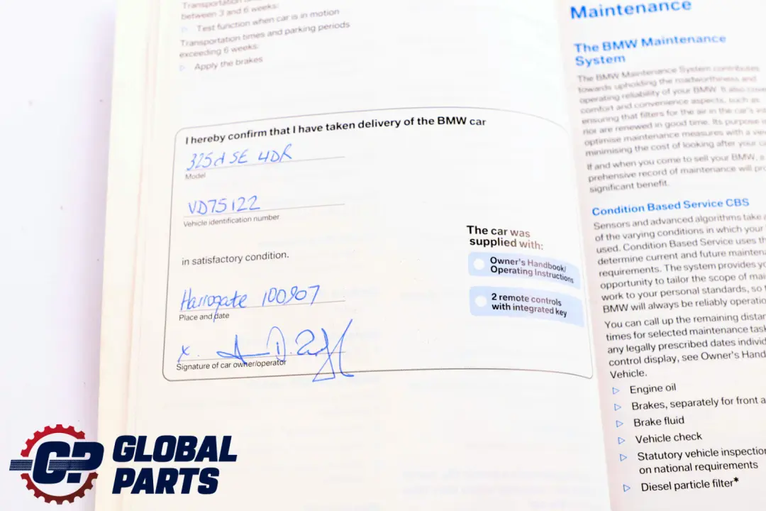 BMW 3 Series E90 Service Booklet Owner's Handbook Pouch Case Wallet - SKU 2600001-2 - Part number 2600001