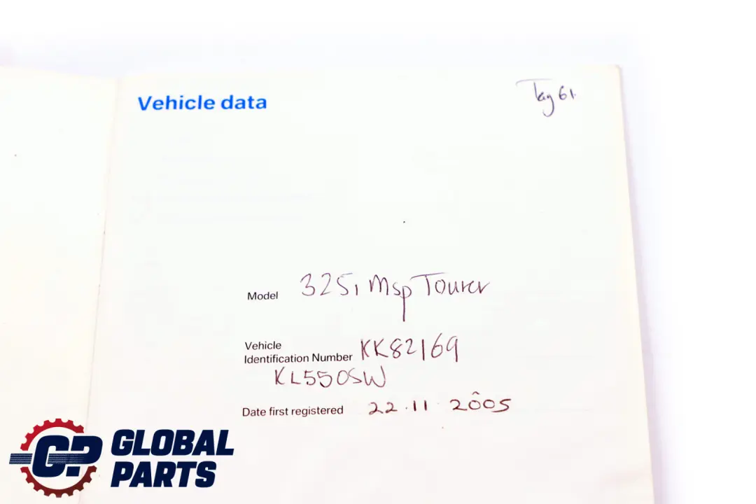 BMW 3 Series E91 Touring Service Booklet Owner's Handbook Pouch Case Wallet - SKU 2600047 - Part number 2600047