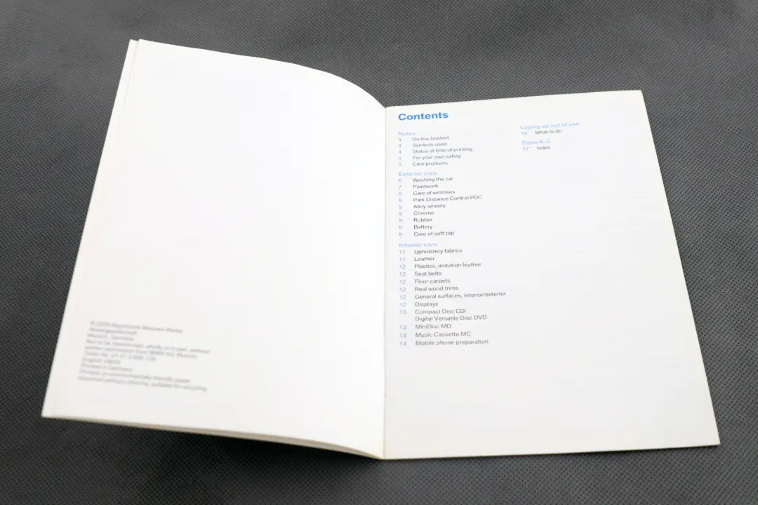 BMW 1 3 5 Series E60 E81 E87 E90 Book Looking After Your Car Care Tips English - SKU 2600129 - Part number 2600129