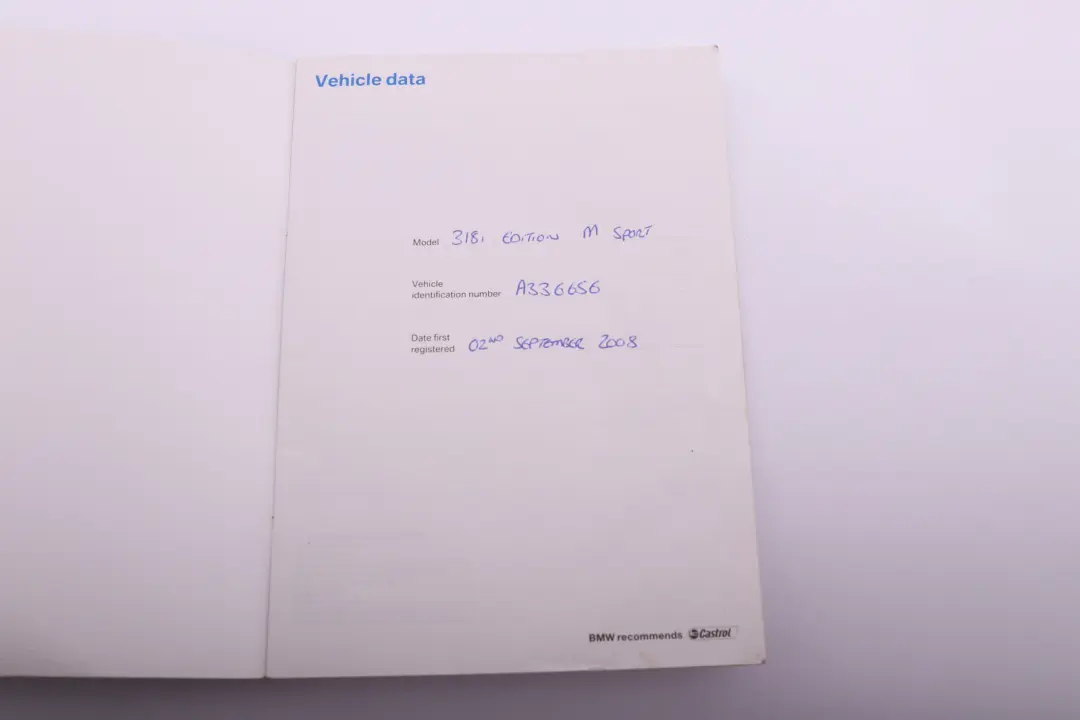 BMW 3 Series E90 E91 Service Booklet Owner's Handbook Pouch Case Wallet - SKU 2600266 - Part number 2600266