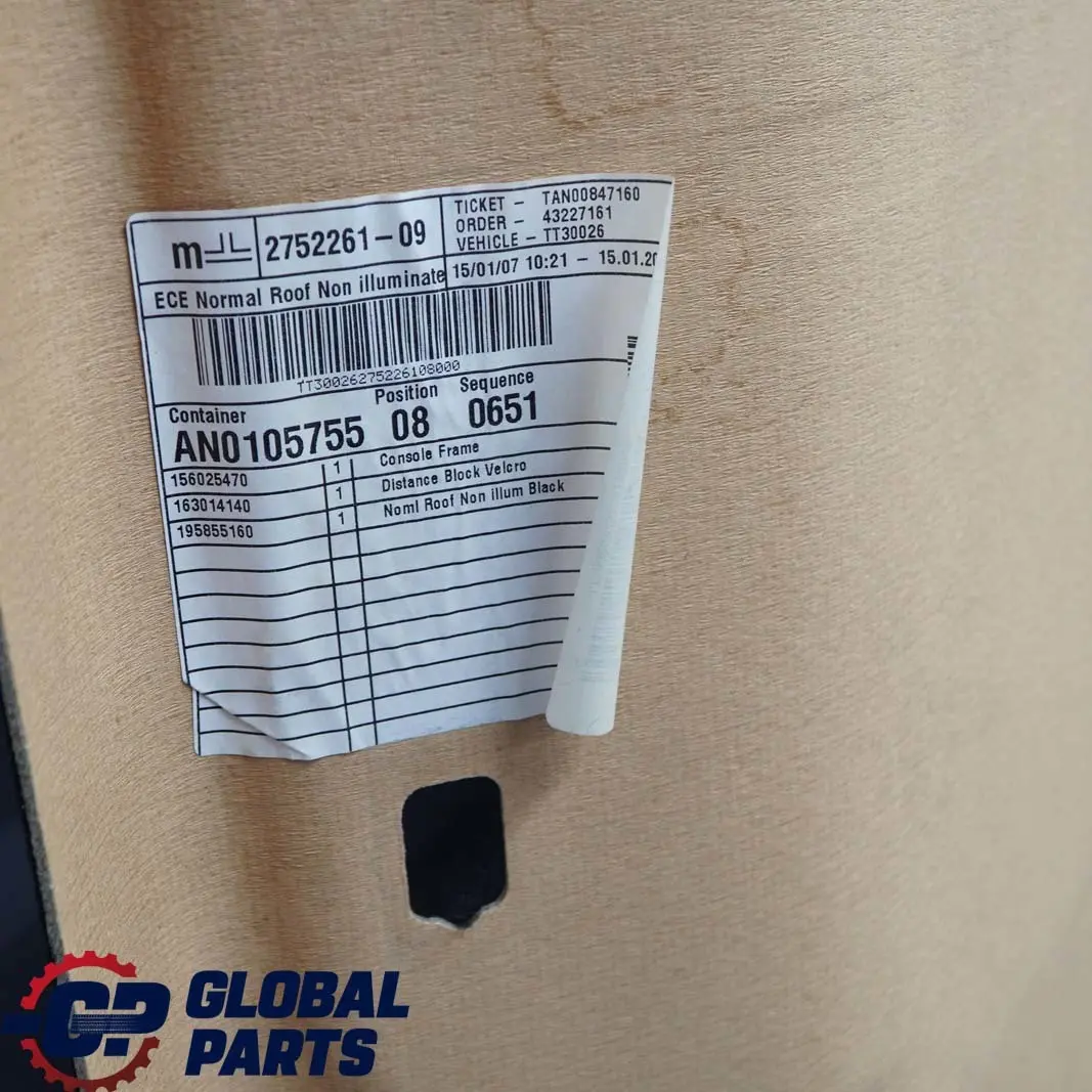 Headlining Headliner Roof Lining Carbon Black POLSKA to Mini Cooper One R56 with Part number 2752261 Mini Cooper One R56 Headlining Headliner Roof Lining Carbon Black POLSKA - SKU 2752261 - Part number 2752261