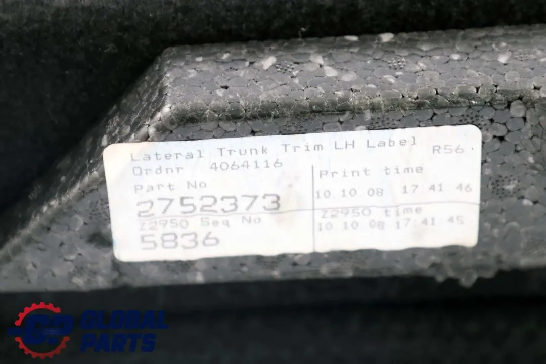 Lewy Boczek Tapicerka Bagażnika do Mini R56 o numerze 2752373 Mini R56 Lewy Boczek Tapicerka Bagażnika - SKU 2752373 - Numer Części 2752373