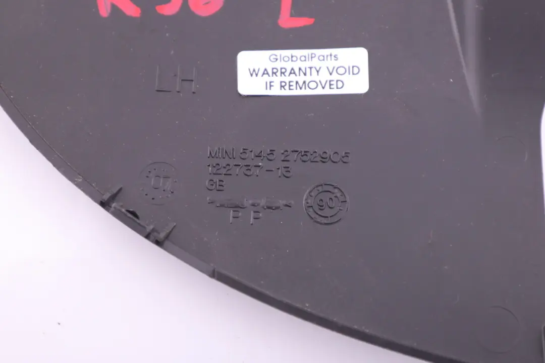 Cubierta exterior izquierda del panel De instrumentos para Mini Cooper R55 R56 R57 con número de pieza 2752905 Mini Cooper R55 R56 R57 Cubierta exterior izquierda del panel De instrumentos - SKU 2752905 - Número de pieza 2752905