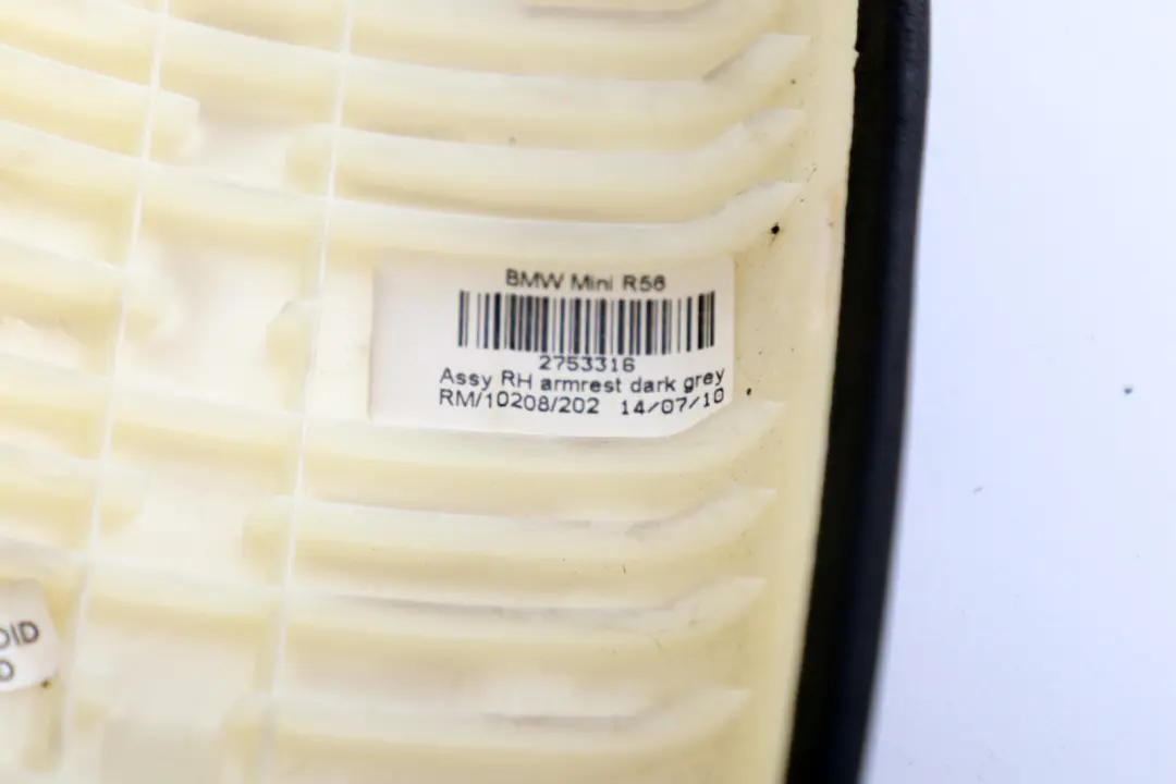 BMW Mini Cooper One 2 R55 R56 Armrest Door Trim Panel Right O/S Dark Grey - SKU 2753316-4 - Part number 2753316