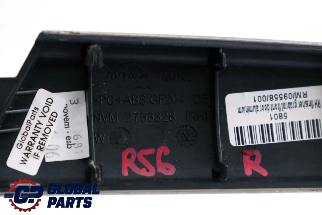 Mini Cooper R55 R56 R57 LCI Blende TĂĽrinnengriff Alu rechts BRUSHED ALLOY - SKU 2753328 - Teilenummer 2753328