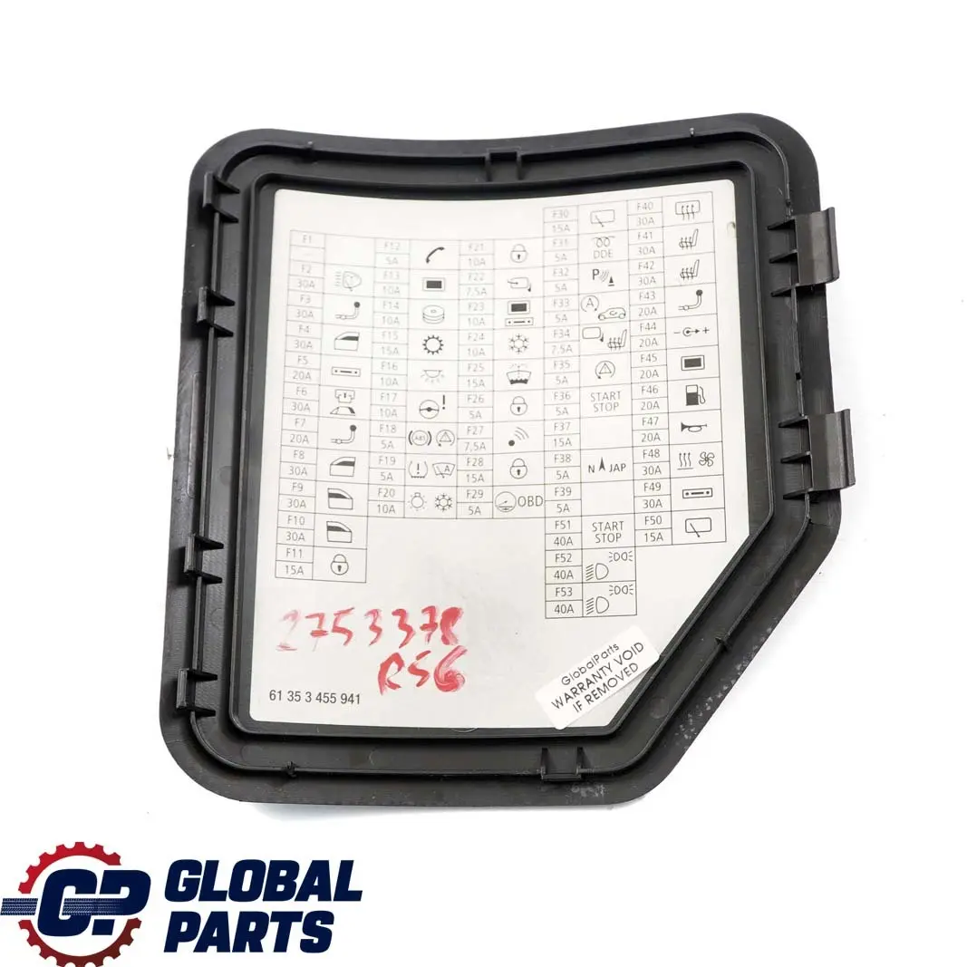 Adesivo Sicherungsbelegung Copertura Nera per Mini Cooper One R55 R56 con numero di parte 2753378 Mini Cooper One R55 R56 Adesivo Sicherungsbelegung Copertura Nera - SKU 2753378 - Numero di parte 2753378