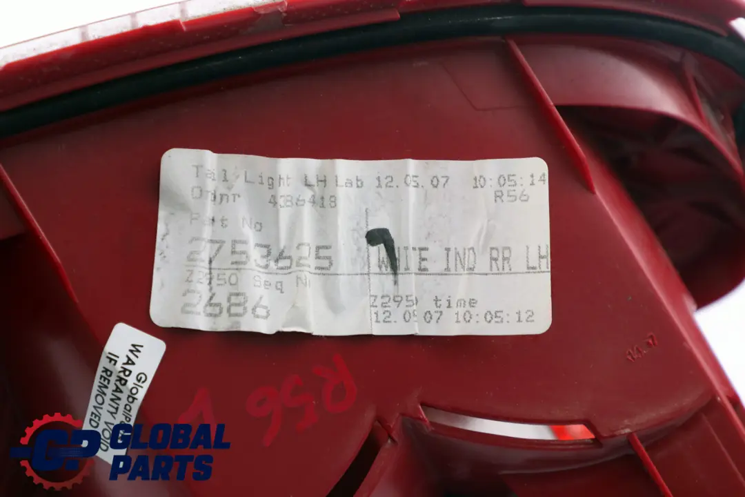 Mini Cooper One R56 R57 LCI White Rear Tail Light Cluster Left N/S - SKU 2753625 - Part number 2757011