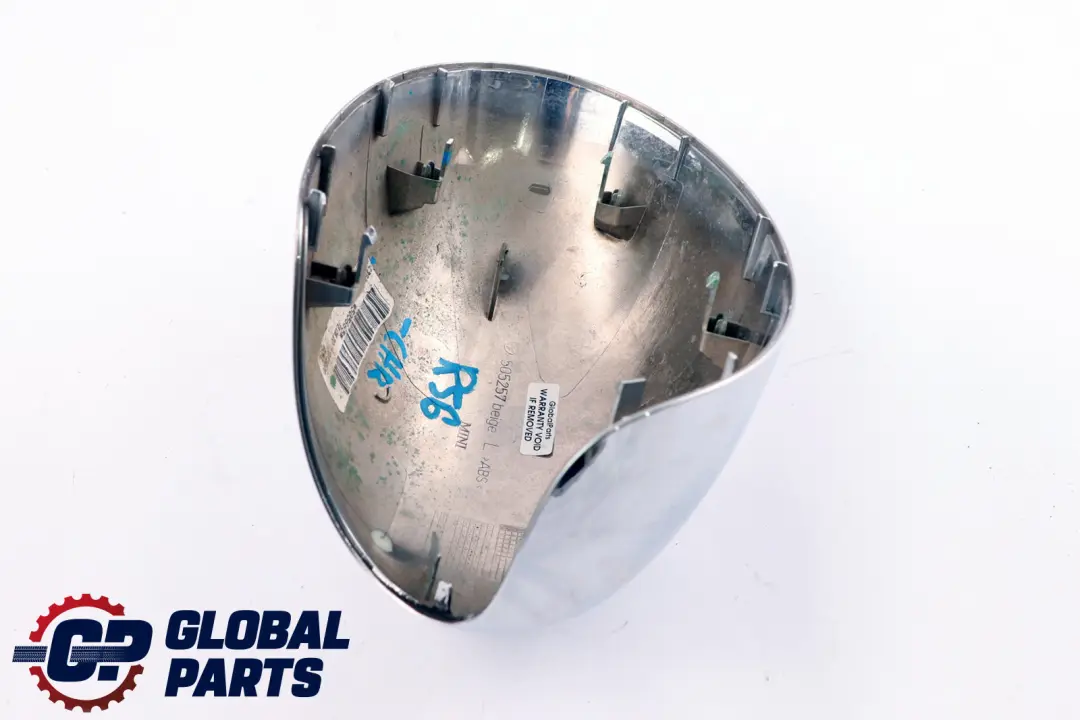 Cubierta tapa plegado eléctrico Izquierda Espejo Wing Cromo para Mini R55 R56 con número de pieza 2753881 Mini R55 R56 Cubierta tapa plegado eléctrico Izquierda Espejo Wing Cromo - SKU 2753881-CHR - Número de pieza 2753881