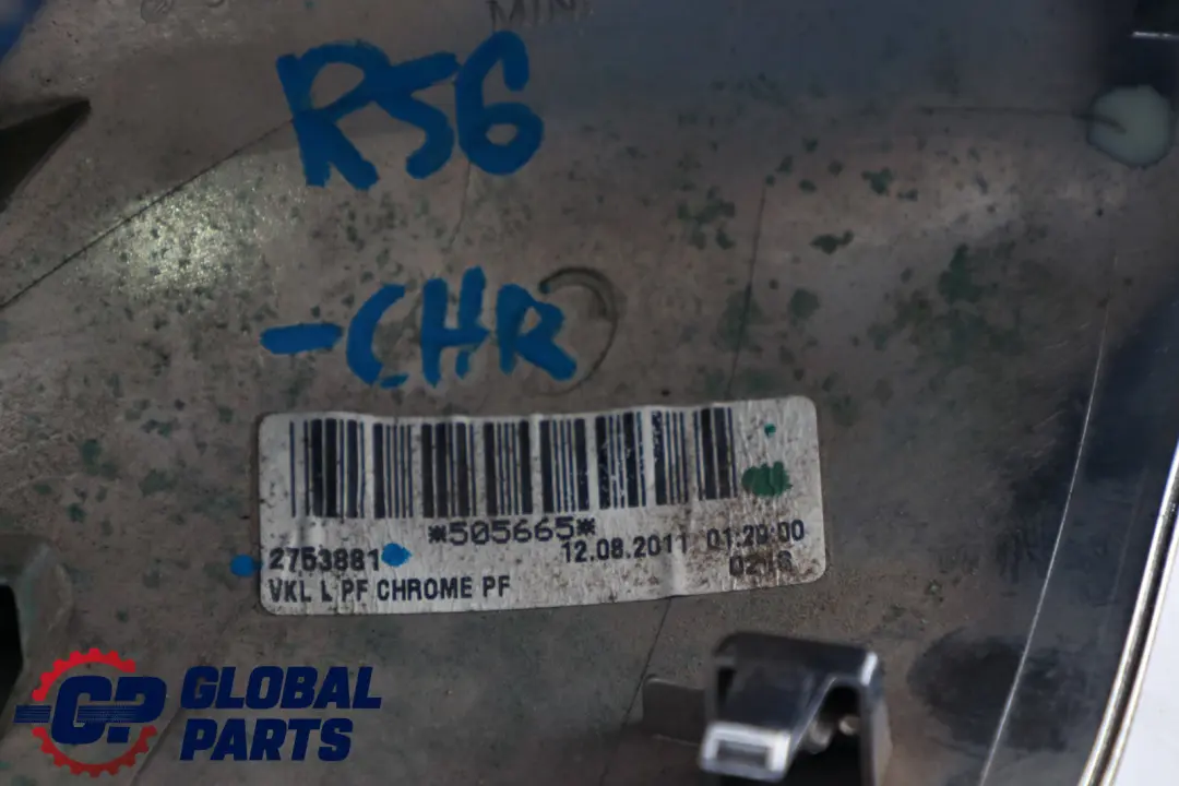 Abdeckung Power Fold Kappe Gehäuse links Spiegel Flügel Chrom für Mini R55 R56 mit Teilenummer 2753881 Mini R55 R56 Abdeckung Power Fold Kappe Gehäuse links Spiegel Flügel Chrom - SKU 2753881-CHR - Teilenummer 2753881