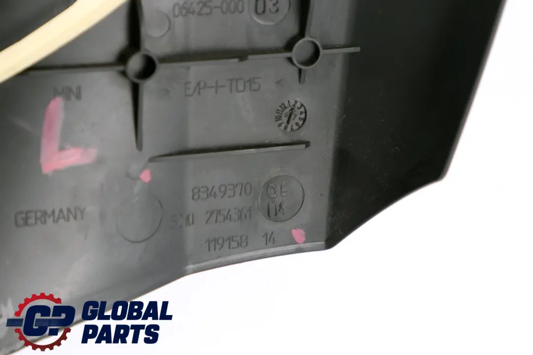 Panel Cover Mini Cooper One R55 R56 R57 Left Front Seat Rear N/S to with Part number 2754361 Panel Cover Mini Cooper One R55 R56 R57 Left Front Seat Rear N/S - SKU 2754361 - Part number 2754361