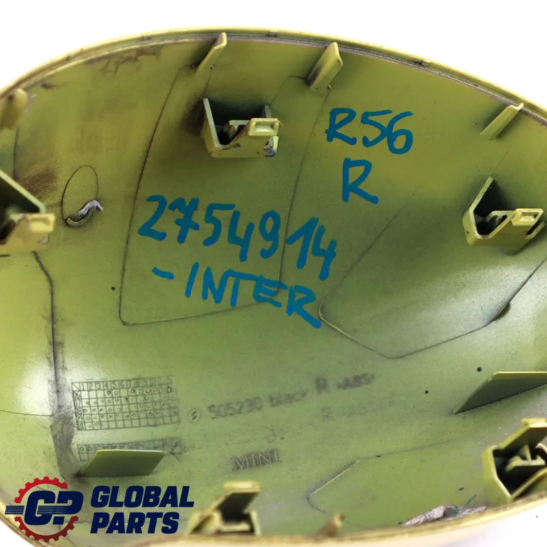 Cap Casing Right Mirror Wing Interchange Yellow A95 to BMW Mini R55 R56 R60 Cover with Part number 2754914 BMW Mini R55 R56 R60 Cover Cap Casing Right Mirror Wing Interchange Yellow A95 - SKU 2754914-INTER - Part number 2754914