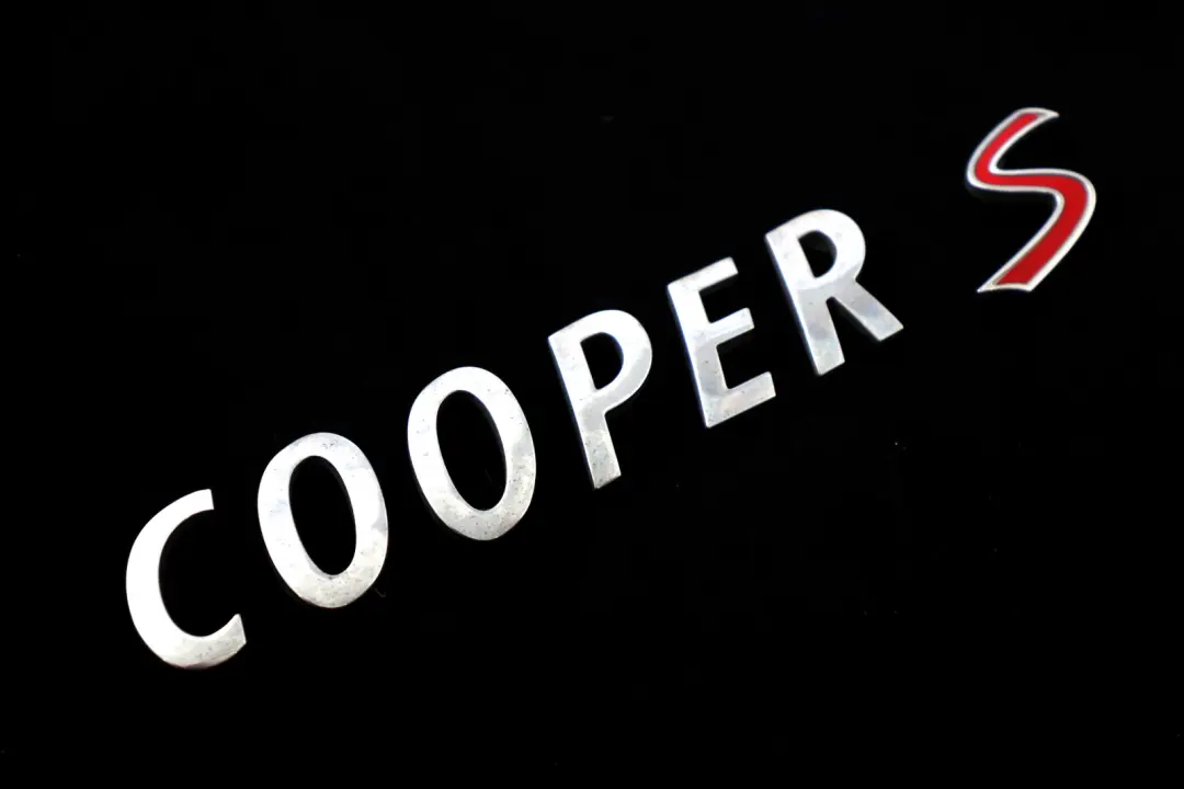 Boot Trunk Lid Cooper S Lettering Emblem Logo to Mini R53 R55 R56 R57 with Part number 2755618 Mini R53 R55 R56 R57 Boot Trunk Lid Cooper S Lettering Emblem Logo - SKU 2755618 - Part number 2755618