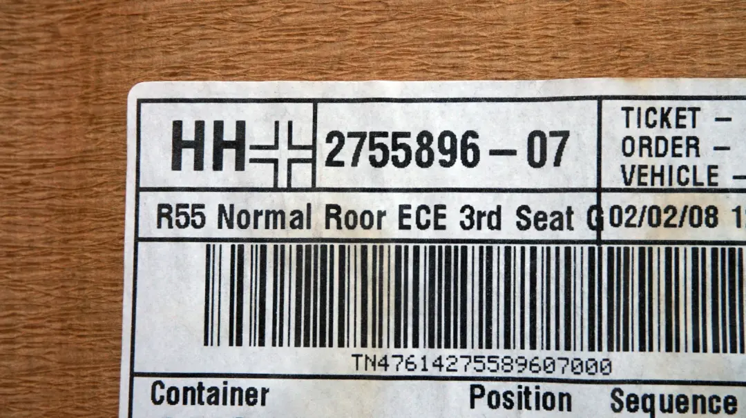 BMW MINI Clubman R55 Headlining Roof Lining Rear 3 Seater Hellgrau Grey - SKU 2755896 - Part number 2755896