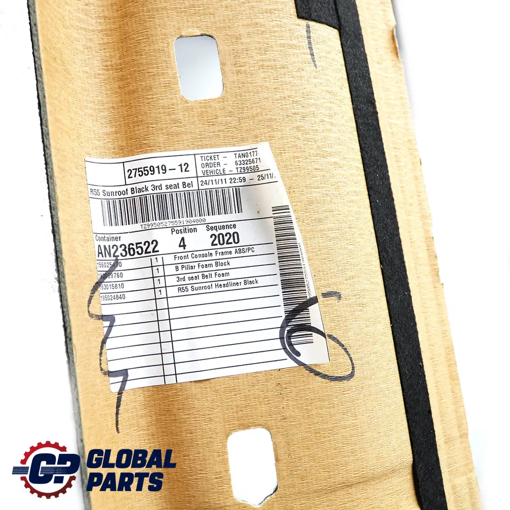 Mini Cooper R55 Clubman Roof Lining Roofliner Sunroof Carbon Black - SKU 2755919 - Part number 2755919