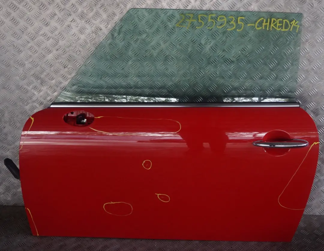 Door Front Left N/S Chili Red - 851 to BMW Mini Cooper 14 R55 R56 R57 R58 R59 with Part number 2755935 BMW Mini Cooper 14 R55 R56 R57 R58 R59 Door Front Left N/S Chili Red - 851 - SKU 2755935-CHRED14 - Part number 2755935