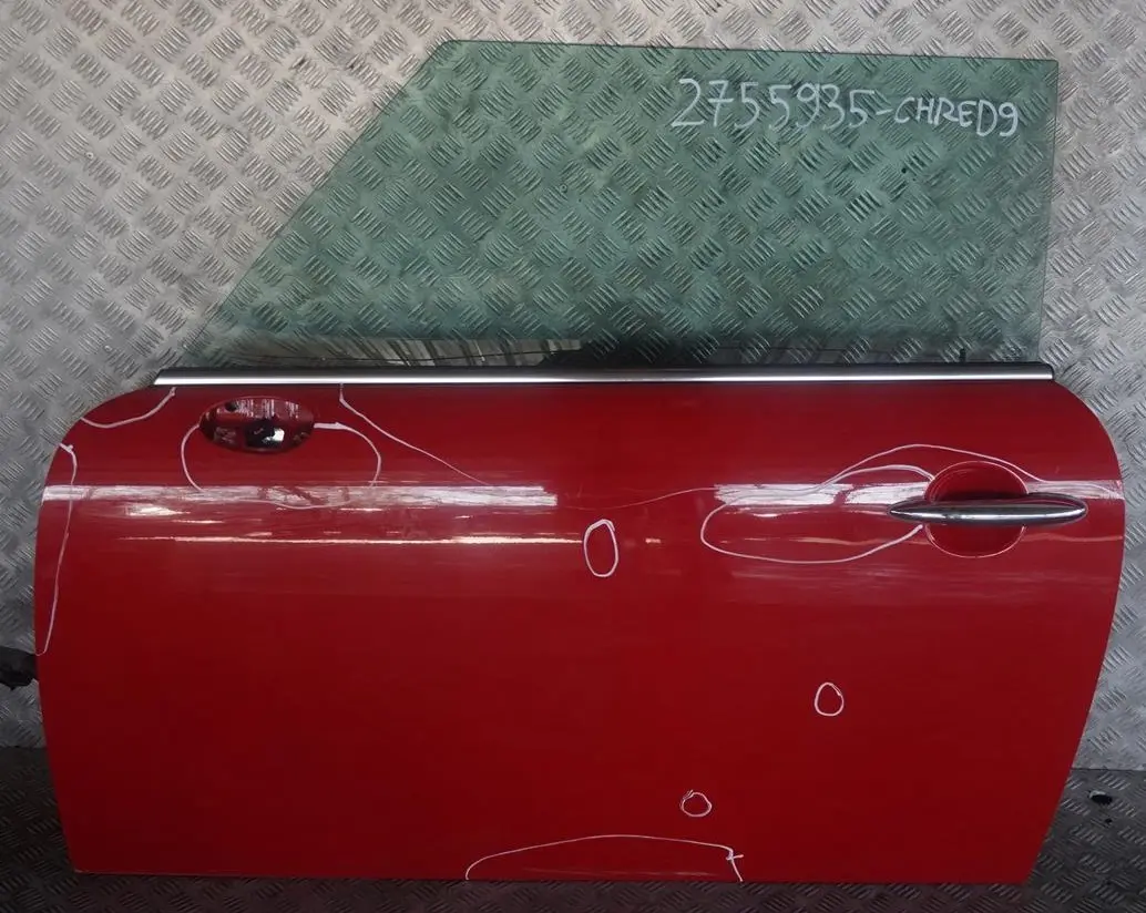 Door Front Left N/S Chili Red - 851 to BMW MINI Cooper 9 R55 R56 R57 R58 R59 with Part number 2755935 BMW MINI Cooper 9 R55 R56 R57 R58 R59 Door Front Left N/S Chili Red - 851 - SKU 2755935-CHRED9 - Part number 2755935